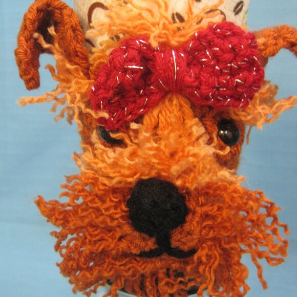 Yorkie Yorkshire Terrier RED Crochet Handmade Cup Cozy Holder  Handmade Figurine - Picture 2 of 6